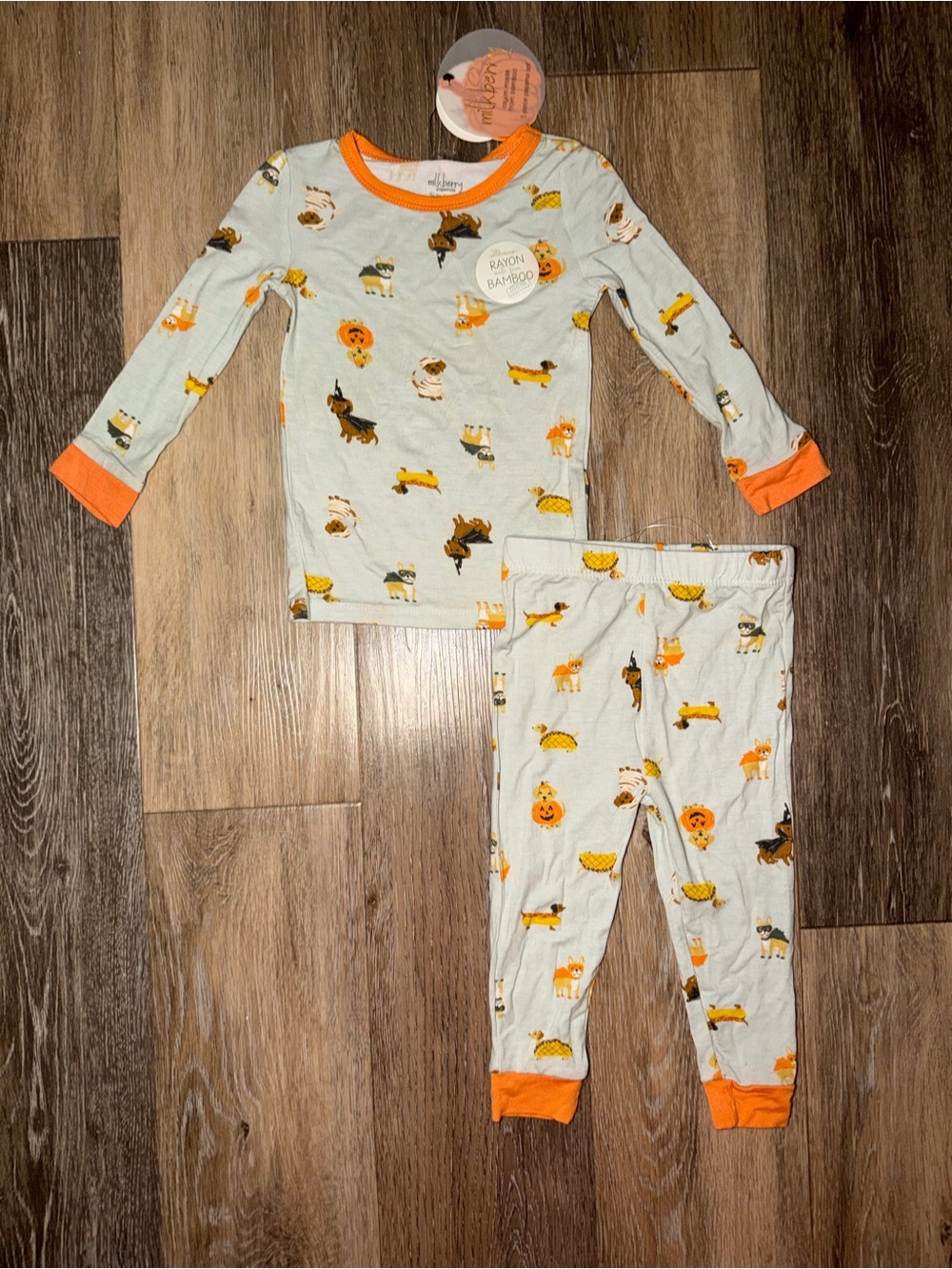 NWT Milkberry Baby Rayon From Bamboo Halloween Dogs Pajama Set